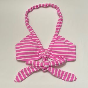 AERIE Pink Stripe Triangle Bikini Top